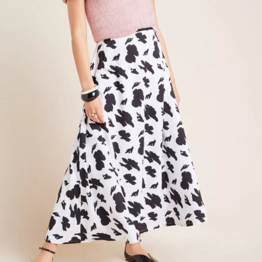 Anthro Sancita Windsor Cascade Black & White Maxi Skirt